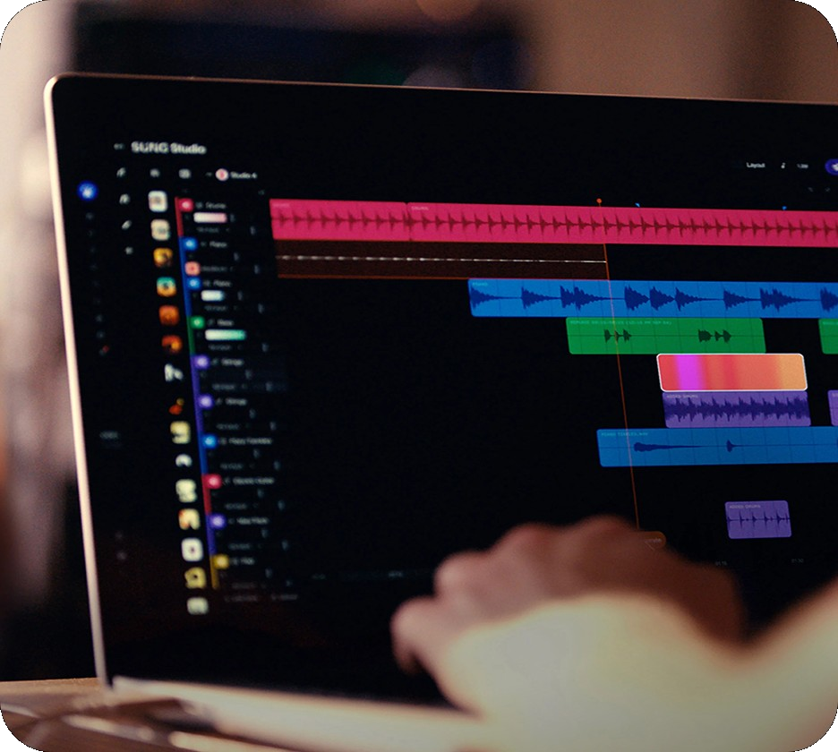 Music creation tools on laptop