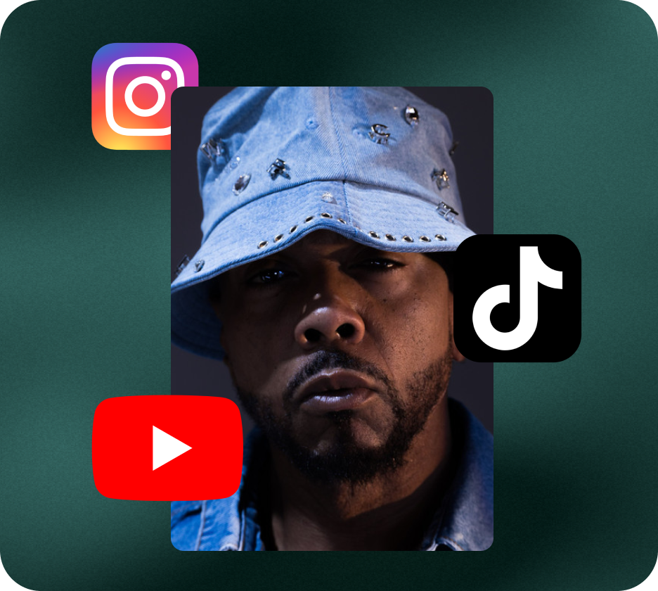 Social media promotion across Instagram, TikTok, YouTube, and streaming platforms